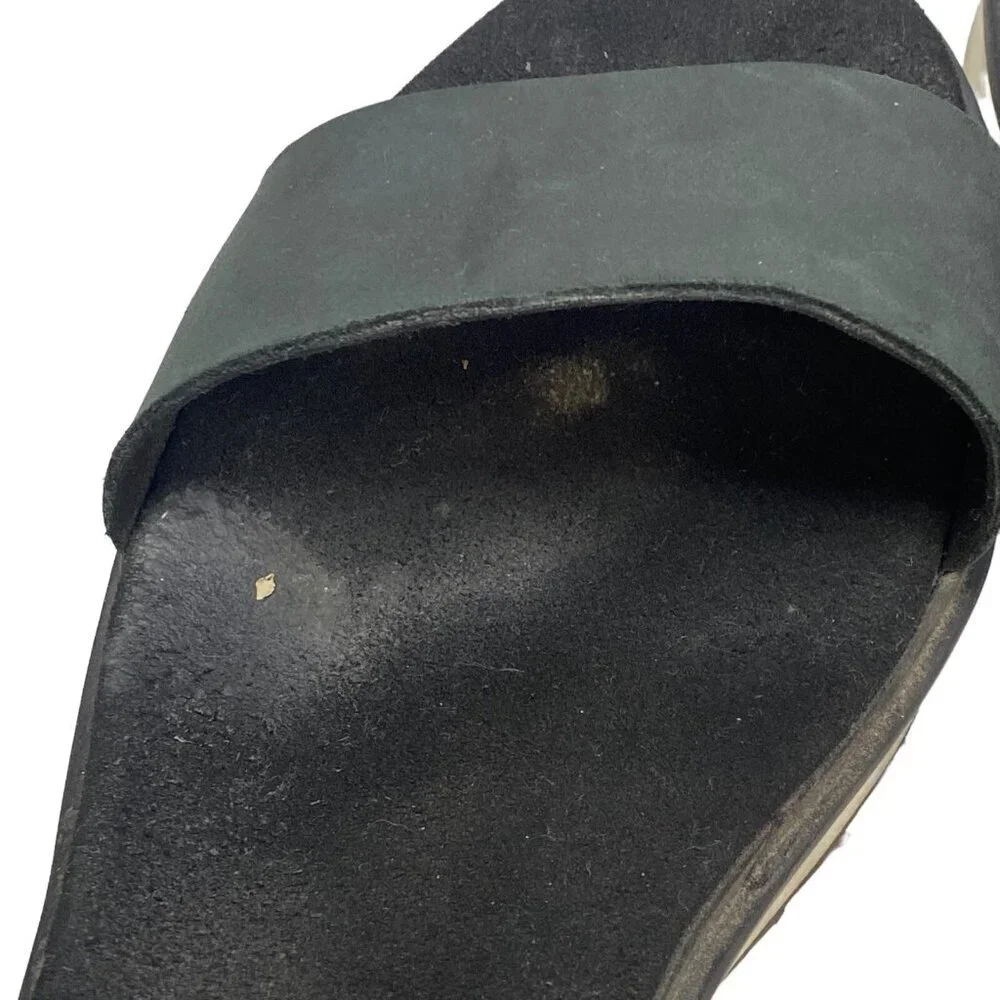 TIMBERLAND Women Platform Size 8 Black Koralyn Buckle Wedge Leather Sandals